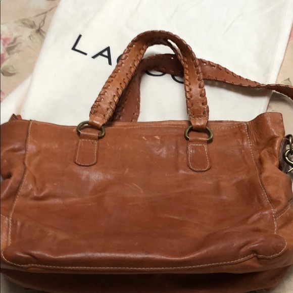 Laggo tan distressed leather grommet pocketbook - Picture 6 of 8